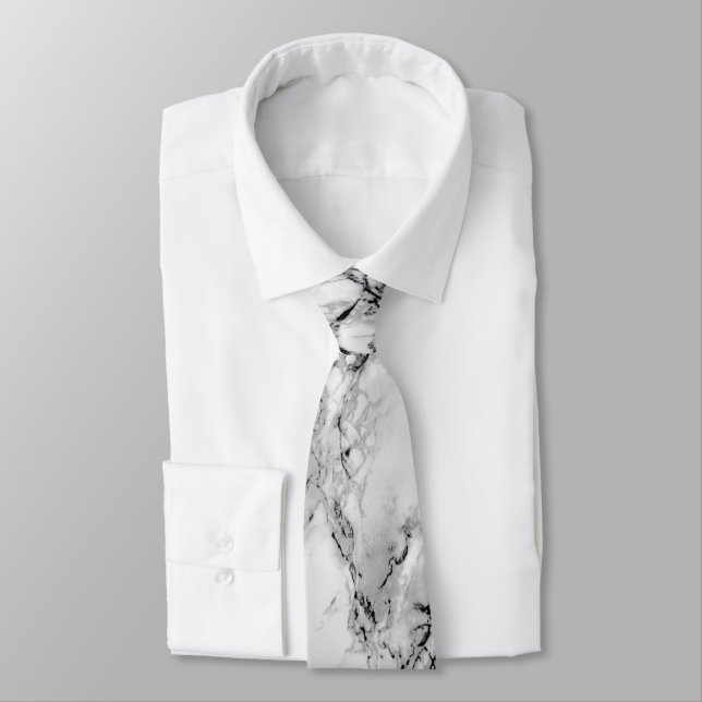 White Marble Neck Tie Krawatte (Gebunden)