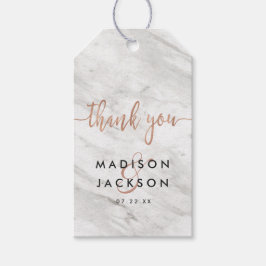 White Marble & Rose Gold Hochzeit Vielen Dank Geschenkanhänger