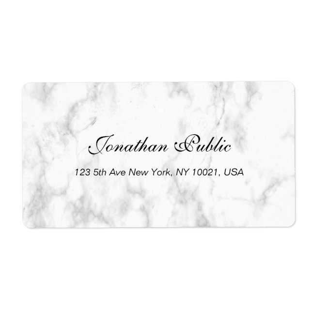 White Marble Script Luxe Beruflich Shipping (Vorne)