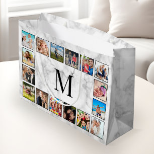 White Marble Stone Pattern Große Geschenktüte