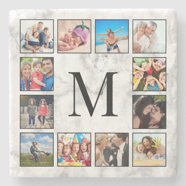 White Marble Stone Pattern Steinuntersetzer (Vorderseite)