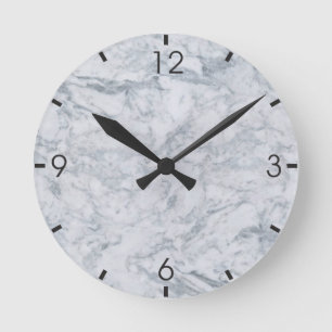 White Marble Texture Clock Runde Wanduhr