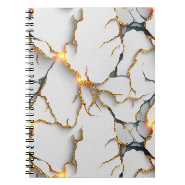 White Marble Texture with Glowing Gold Veins Notizblock (Vorderseite)