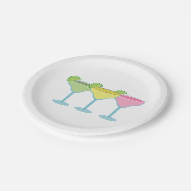 White Margarita Glasses Party Teller (Schrägansicht)