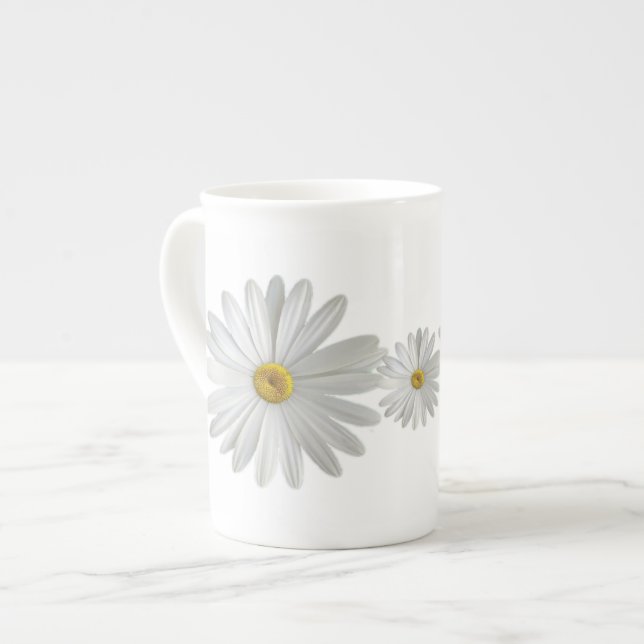 White Marguerite Daisy Blume Prozellantasse (Vorderseite Links)
