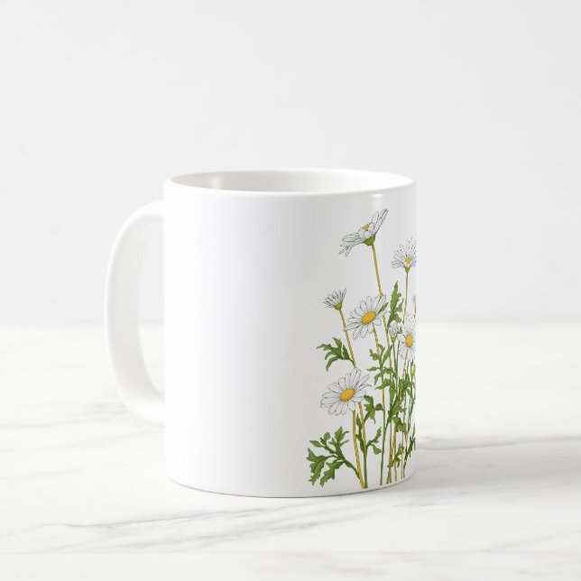 White Marguerite Daisy Kaffeetasse (Vorderseite Links)