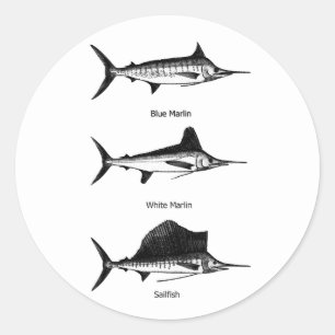 White Marlin - Blue Marlin - Sailfish-Logo Runder Aufkleber