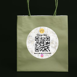 White Marmor Modernes Business Instagramm Qr Code Runder Aufkleber