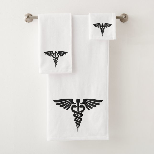 White Medical Caduceus Badhandtuch Set (Insitu)