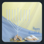 White Menorah Gold Coins & Dreidels Happy Hanukkah Quadratischer Aufkleber<br><div class="desc">Mit dem Hanukkah Celebration Sticker präsentieren wir Ihnen eine harmonische Mischung aus traditionellen Elementen, die den Geist des Lichteffekts zum Leben erwecken! Der charmante Aufkleber enthält eine strahlende Menorah, glänzende Münzen, ein spielerisches Dreieck und verführerische Donuts - alles wunderbar illustriert, um Ihrer Feriensaison eine Touch von Wärme und Festlichkeit hinzuzufügen....</div>