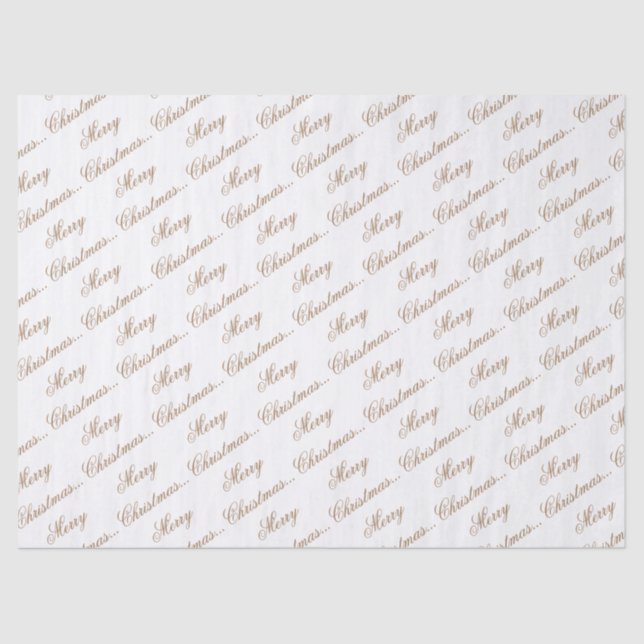 White "Merry Christmas" Gold Script Seidenpapier (Vorderseite)