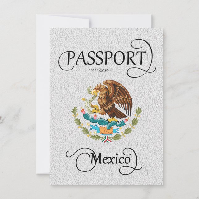 White Mexico Passport Save the Date (Vorderseite)