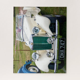 White MG TD Classic British Sportwagen Puzzle