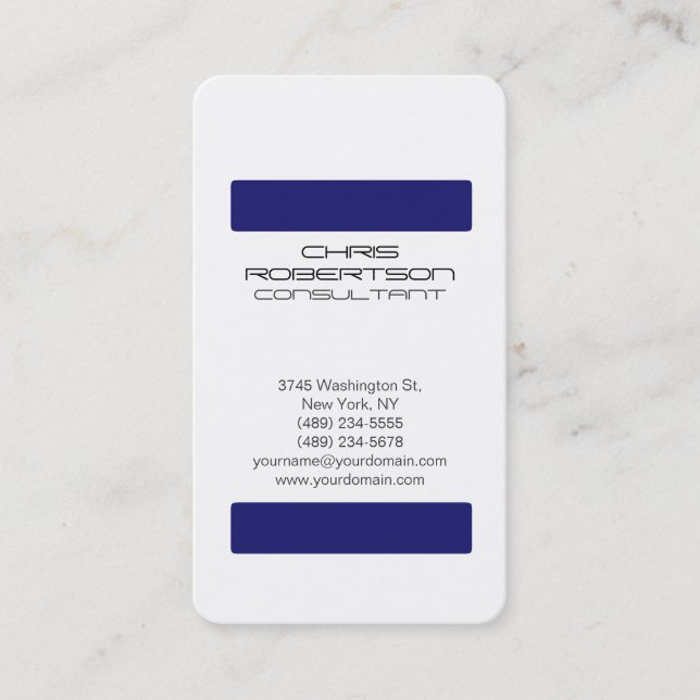 White Midnight Blue Attractive Charm Business Card Visitenkarte (Vorderseite)