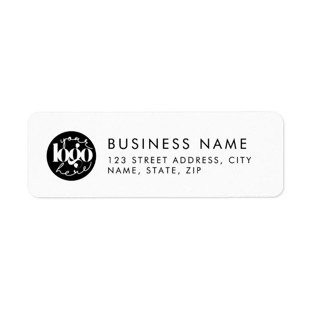 White Minimal Custom Business Logo-Rücksendeadress (Vorne)