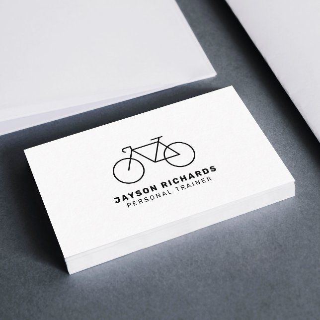 White Minimal Personal Trainer Cycling Instruction Visitenkarte (Von Creator hochgeladen)