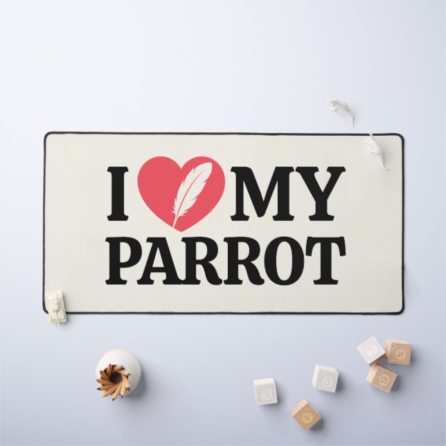White Minimal Personalized Parrot Lover Typography Schreibtischunterlage (Kindertisch)