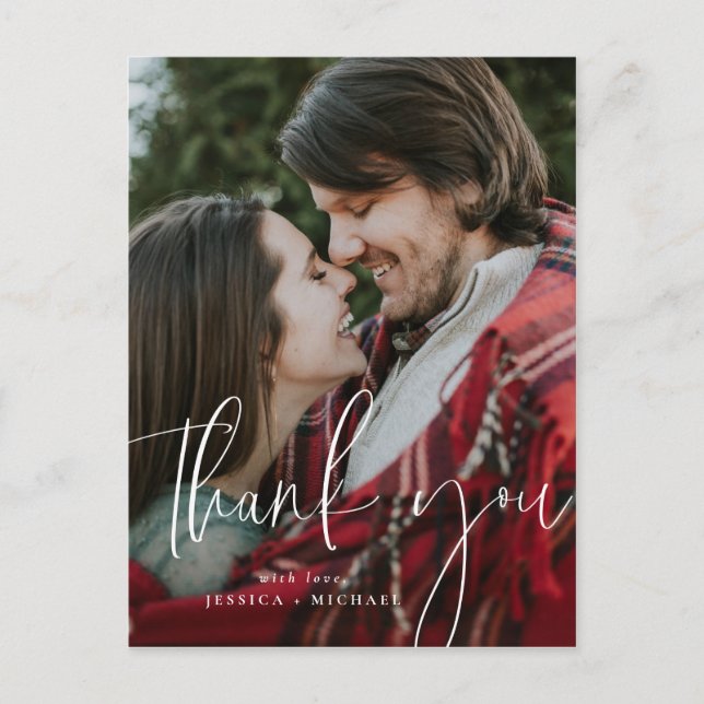 White Minimal Typografie Danke Karten (Vorderseite)