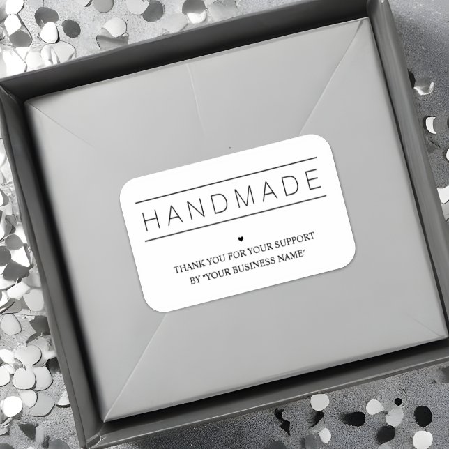 White Minimalist Handmade Artisan Gratitude  Aufkleber (Artisan Gratitude: White Minimalist Sticker for Small Handmade Businesses.)