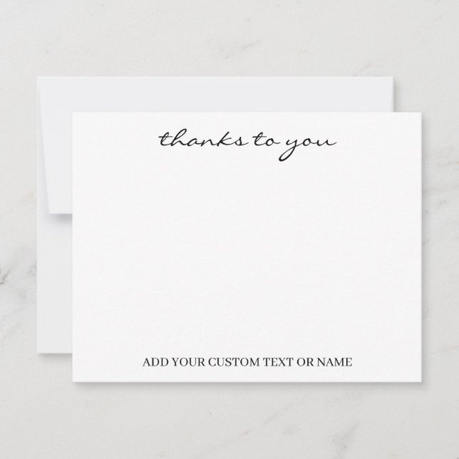White Minimalist | Modern Typography Thank You Mitteilungskarte (Vorderseite)