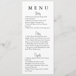 White Minimalist Modern Wedding Menu Menükarte
