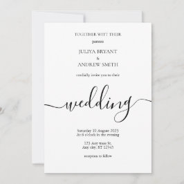 White Minimalist Script Hochzeit Einladung
