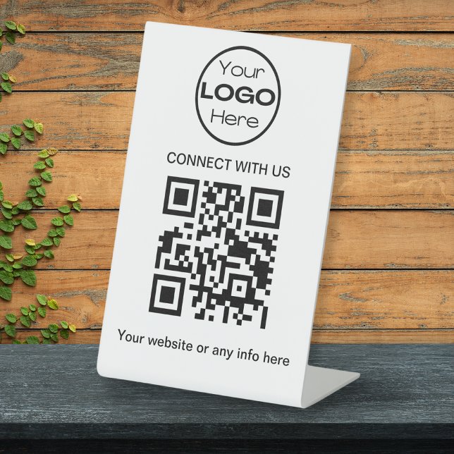 White Minimalistic Business Logo und QR Code Sockelschild (Von Creator hochgeladen)