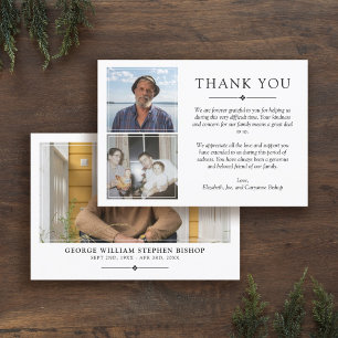 White Minimalistisch 3 Fotos Beileid Vielen Dank Dankeskarte