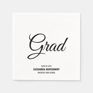 White Minimalistisch Modern Graduation Party Serviette