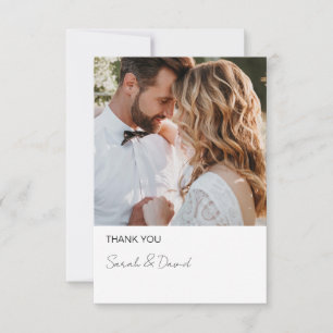 White Minimalistisch Modern Script Wedding Dankeskarte