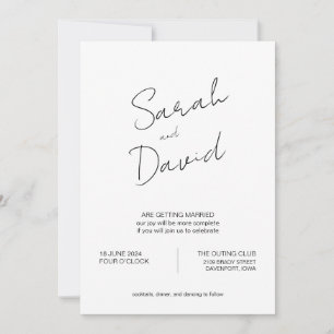 White Minimalistisch Modern Script Wedding Einladung
