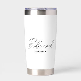 White Minimalistisch & Script Bridesmaid Geschenk Thermobecher