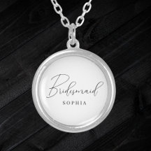 White Minimalistisch Script Bridesmaid