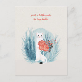 White Mink Ermine Floral Whimsical Denken Sie an S Postkarte