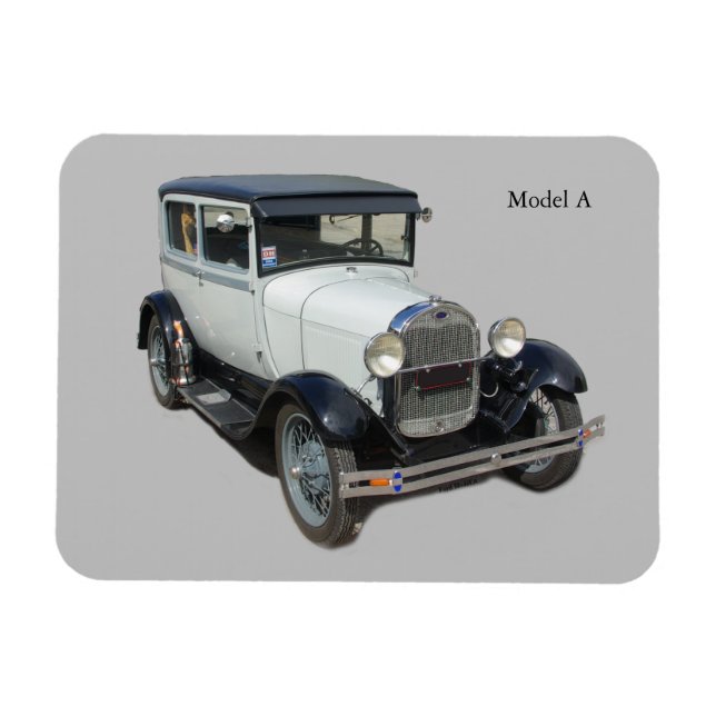 White Model A MagMagMagnet Magnet (Horizontal)