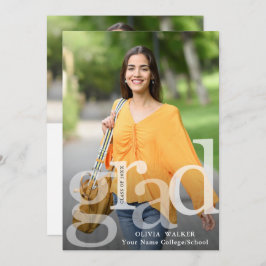 White Modern 2 FOTO Graduation Party Einladung