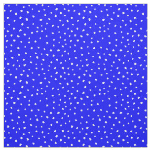 White Modern Abstrakt Dots on Royal Blue Stoff