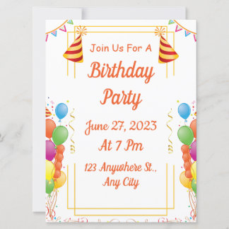 White Modern Birthday Party Einladung