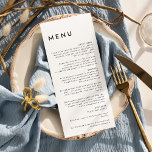 White Modern Bold Wedding Flat Menükarte<br><div class="desc">Das Design des White Modern Bold Wedding Flat Menüs, eine wahre Darstellung moderner Minimalismus und Eleganz. Mit seiner einzigartigen Mischung aus kreativen und schicken Designelementen ist dieses Design perfekt für diejenigen, die eine polierte und kühne Ästhetik an ihrem besonderen Tag suchen. Unsere schicke Off-Set-Typografie fügt Ihrer Hochzeit eine Touch zeitloser...</div>