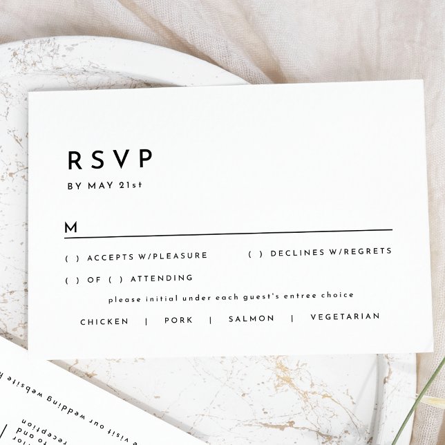 White Modern Bold Wedding RSVP Response Card Karte (Von Creator hochgeladen)