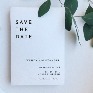 White Modern Bold Wedding Save The Date