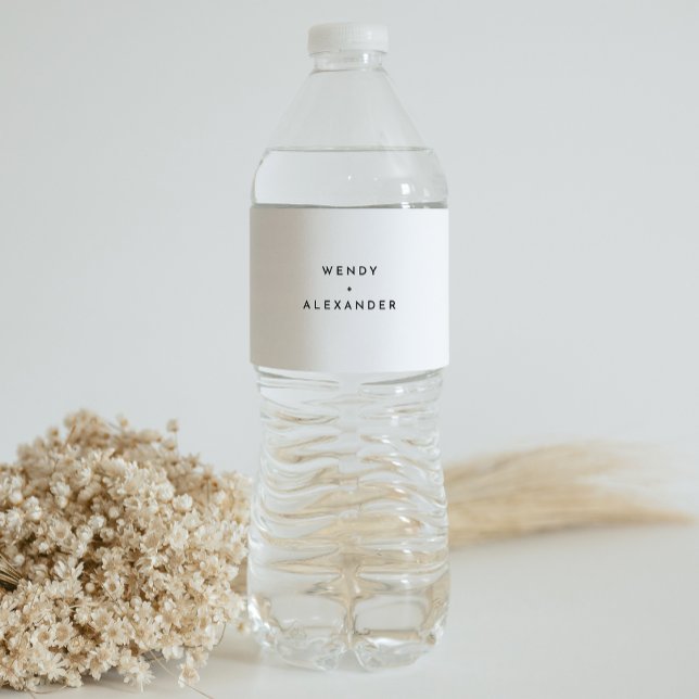 White Modern Bold Wedding Wasserflaschenetikett (Von Creator hochgeladen)