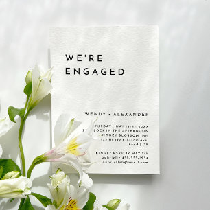 White Modern Bold Wir sind Verlobte Engagement Par Einladung