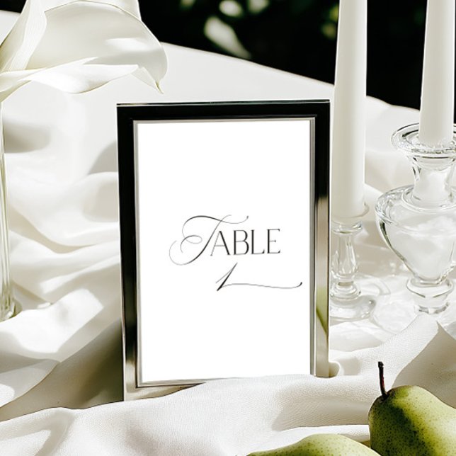 White Modern Classic Calligraphy Table Number Einladung (This design is not editable. All table numbers can be found in the collection on this page.)