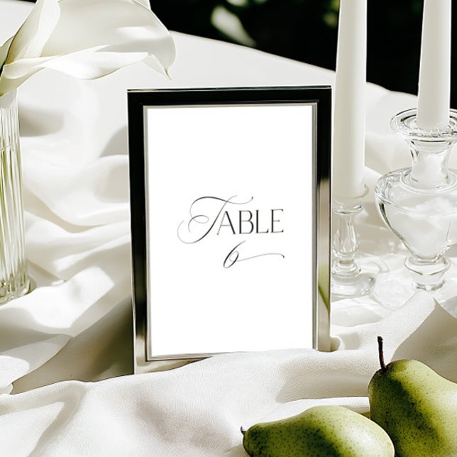 White Modern Classic Calligraphy Table Number Einladung (This design is not editable. All table numbers can be found in the collection on this page.)