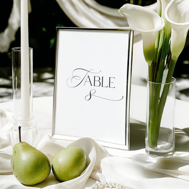 White Modern Classic Calligraphy Table Number Einladung (This design is not editable. All table numbers can be found in the collection on this page.)