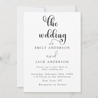 White Modern Elegance Chic Hochzeit Einladung