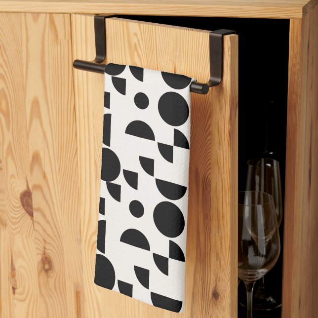 White Modern Elegant Geometric Tribal Geschirrtuch (Drittel gefaltet)