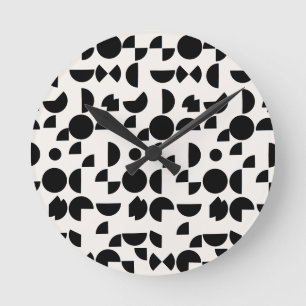 White Modern Elegant Geometric Tribal Runde Wanduhr