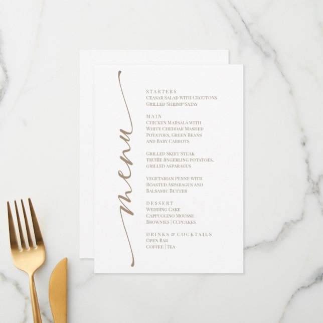 White Modern Elegant Menu  Menükarte (Vorderseite/Rückseite Beispiel)